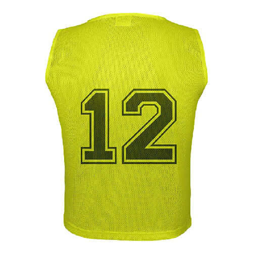 Neon Yellow Numbered Front/Back (1-12)